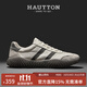皓頓（HAUT TON）男鞋休閑鞋頭層牛皮德訓(xùn)鞋簡約運動跑步板鞋2025新品軟底鞋子男款 白灰色 40 【適合運動鞋41碼】