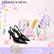 CHARLES&KEITH25夏季新品漆皮尖頭斑馬紋高跟涼鞋七夕禮物送女友CK1-60280477 Black Patent黑色 38 （245）