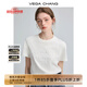 VEGA CHANG字母刺繡t恤女短袖2025秋裝新款圓領(lǐng)白色時(shí)尚體恤衫百搭上衣ins風(fēng) 泡沫白 M