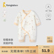 童泰（TONGTAI）嬰兒連體衣春秋季純棉初生寶寶蝴蝶哈衣爬服和尚服滿(mǎn)月服睡衣 白色 59cm