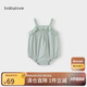 babylove【清倉】女寶寶吊帶包屁衣夏季薄款純棉紗布三角哈衣甜美花邊夏裝