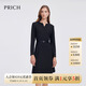 PRICH時尚小V領(lǐng)魚尾連衣裙2025春季新款收腰長袖小黑裙女 19黑色 XS 155