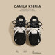 CAMILA KSENIA老爹鞋女士2025新款秋季休閑百搭平底透氣德訓鞋時(shí)尚運動(dòng)阿甘鞋子 黑色 37