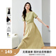 梵希蔓簡(jiǎn)約通勤黑色短袖連衣裙女2025年夏季新款收腰顯瘦小黑裙子 M6986 秋香綠 L