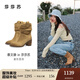 莎莎蘇秋新款蔡文靜款堆堆靴粗跟尖頭復(fù)古美拉德百搭舒適西部靴配裙子女 駝色 36