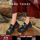 BEAUTODAY厚底樂(lè )福鞋女鞋2025秋冬新款真皮英倫風(fēng)增高小皮鞋子女黑色單鞋女 經(jīng)典黑 36
