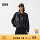 Semir森馬外套女PU仿皮夾克高街時尚2024春季鹽系落肩寬松上衣酷 黑色調00399 160/84A/M