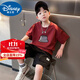 迪士尼寶寶兒童裝男童夏裝套裝2025新款夏季中大童運動(dòng)男孩夏款酷帥氣短袖潮 酒紅色T恤 120 建議110-120cm6-7歲cm