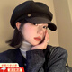 JIOESC貝雷帽女2026年秋冬季新款百搭畫(huà)家帽英倫風(fēng)大頭圍顯臉小八角帽子 復古畫(huà)家帽【黑色】可調節 M （56-58cm）