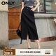ONLY夏季時尚百搭開叉高腰中長裙牛仔半身裙女|124137016 J09 深牛仔灰色 S (160) 64A