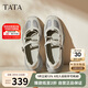 他她TATA女25瑪麗珍秋單鞋百搭真皮芭蕾鞋CWS01CQ5 銀/灰 38