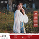 兩三事梵高雪紡襯衫女夏季新款白色蕾絲燈籠袖長(cháng)袖上衣內搭 與靈魂游蕩 白色 M
