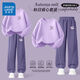 真維斯（Jeanswest）女童套裝春秋2026兒童新款衛衣彎刀褲兩件套運動(dòng)服女大童春裝衣服 【春秋兩件套】淺紫/J幸運兔K-醬紫/J幸運兔K 150