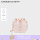 CHARLES&KEITH絎縫菱格鏈條水桶包雙肩包包女包女友生日七夕禮物CK2-10701506 Light Pink淺粉色 M