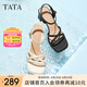 他她（TATA）一字帶高跟涼鞋女鞋法式簡約時裝涼鞋夏新款WM801BL4 米白 37