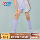 特步（XTEP）兒童童裝女童中大童撞色運動(dòng)梭織短褲 霧紗紫 165