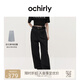 歐時力OCHIRLY 香蕉褲加絨牛仔長褲女松弛感復古顯瘦流行秋季尖貨 黑灰 L