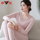 雅鹿秋衣秋褲女士套裝棉蕾絲打底薄款冬季線(xiàn)衣線(xiàn)褲上裝內搭保暖內衣 92套裝 芭蕾粉 L