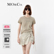 MO&Co.【涼感】T恤夏啞光鉚釘臟染褪色dirtyfit彈力正肩美式摩安珂 甘草綠色 XS 155