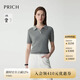 PRICH淡人氣質(zhì)polo翻領(lǐng)針織衫2025夏季新款修身顯瘦短袖上衣女 15灰色 S