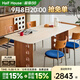 小半實木巖板餐桌中古風櫻桃木小戶型飯桌家用客廳工作臺全實木餐桌椅 【櫻桃木】時光餐桌1.6m