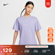 耐克勾勾女子寬松純棉T恤休閑刺繡針織棉舒適NIKE FD4150 533冰艷紫丁香 XL