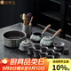 金鑲玉 功夫茶具套裝 整套家用紫砂陶瓷使用側(cè)把茶壺公杯茶具送禮禮盒裝 百福如意16頭茶具大套裝-禮盒裝