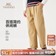 英氏（YEEHOO）男童褲子兒童西褲中大童裝長(cháng)褲英倫學(xué)院直筒梭織褲秋 卡其色 140