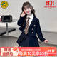 G.DUCKKIDS童裝女童秋裝套裝2024新款兒童西裝jk套裙學(xué)院風(fēng)三件套女孩表演服 西裝三件套+領(lǐng)帶-春秋季 130 適合120-130cm年齡7-8歲