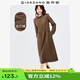 佐丹奴磨毛襯衫裙女新款純棉法蘭絨純色過膝翻領(lǐng)連衣裙女05462680 82棕色 L