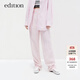 edition彩色亞麻西褲女新款高腰直筒蘿卜褲工裝風(fēng)休閑褲 冰粉色 S 160