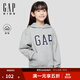 蓋璞男女童2025秋季新款Logo膠印抓絨套頭連帽衫兒童裝衛衣829299 淺灰色 160 cm(14-15歲) 亞洲尺碼