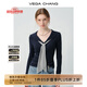 VEGA CHANG長(cháng)袖T恤女2025新款秋季學(xué)院風(fēng)海軍領(lǐng)條紋飄帶修身上衣 煙礁藍 M
