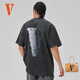 VLONE【 STAPLE】25新品月球大LOGO印花燙鉆時(shí)尚個(gè)性寬松短袖T恤 VLTE25010BK XL