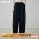 KEIGAN/開(kāi)間口碑爆款 可水洗羊毛易打理抽繩腰九分寬松企鵝奶奶褲 經(jīng)典黑 L 38