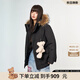 LALABOBO90鴨絨毛領(lǐng)工裝羽絨服冬季新款保暖連帽加厚外套LBDD-WSYR17 黑色 M