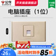 公牛（BULL）118型開關(guān)插座面板多位組合墻壁電源九孔網(wǎng)絡(luò)線三聯(lián)四聯(lián)插座G04金 電腦（1位） 插座