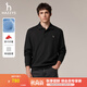 哈吉斯（HAZZYS）男裝 秋季polo領(lǐng)男上衣棉彈寬松翻領(lǐng)衛(wèi)衣男ABTZE0CCX37 黑色BK XL （180/100A 50）
