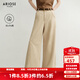 艾諾絲雅詩(shī)【商場(chǎng)同款】2025秋季新品百搭丹寧長(cháng)絨棉直筒牛仔褲子女40713203 淺咖色 M