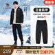 駱駝（CAMEL）【王俊凱同款】駱駝戶(hù)外工裝褲男士秋冬季加絨保暖防潑水運動(dòng)長(cháng)褲 幻影黑 L