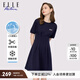 ELLE ACTIVE運動(dòng)連衣裙收腰顯瘦裙子夏裝休閑舒適氣質(zhì)百褶通勤A(yíng)字裙女裝 收腰顯瘦-藏青色 M