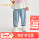 巴拉巴拉【商場(chǎng)同款】寶寶長(zhǎng)褲女童牛仔褲2025秋季新款花苞泡泡褲 牛仔淺藍(lán)88101 110