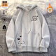 女童秋冬季慵懶風(fēng)衛衣外套中大童加絨日系連帽開(kāi)衫新款拉鏈上衣服 白灰開(kāi)衫【加絨】 150
