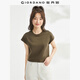 佐丹奴t恤衫女夏季純棉純色氣質(zhì)小高領(lǐng)連片短袖t恤女13323309