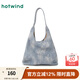 熱風(fēng)（Hotwind）包包2025年春季新款女士編織壓紋單肩軟包慵懶風(fēng)大容量單肩包 06蘭色 中