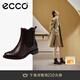 愛(ài)步（ECCO）靴子女 時(shí)尚潮流百搭冬季切爾西女靴牛皮粗跟短靴女 型塑266503 棕色26650301014 38