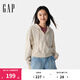 Gap女裝2025春季新款抽繩拉鏈連帽衛(wèi)衣純色寬松休閑短外套725754 米色 S (160/80A)亞洲尺碼