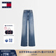 TOMMY JEANS25新款秋冬女裝美式復古磨白微彈高腰寬松闊腿牛仔褲21375 牛仔藍1BK 29
