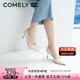 康莉（COMELY）單鞋女春季細(xì)跟尖頭高跟羊皮軟舒適底簡約職業(yè)工作鞋 米白色 36 