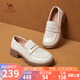 駱駝（CAMEL）樂福鞋女簡(jiǎn)約休閑牛皮革粗跟深口單鞋 L25A504077 米白  37